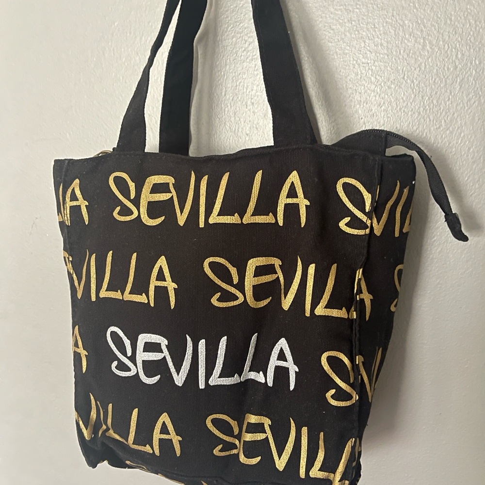 Robin Ruth Black Tote with Gold & White 'Sevilla' Script